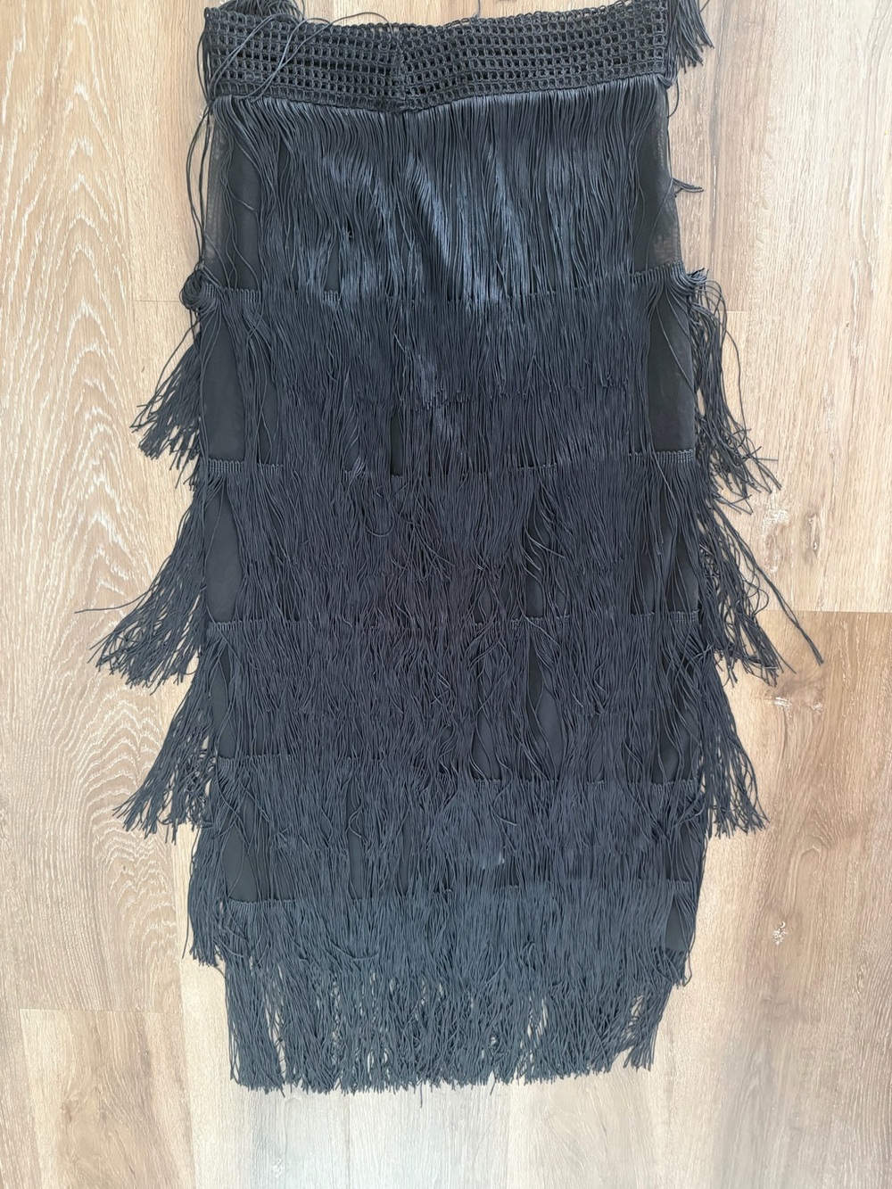 Zara Black Fringe Midi Skirt